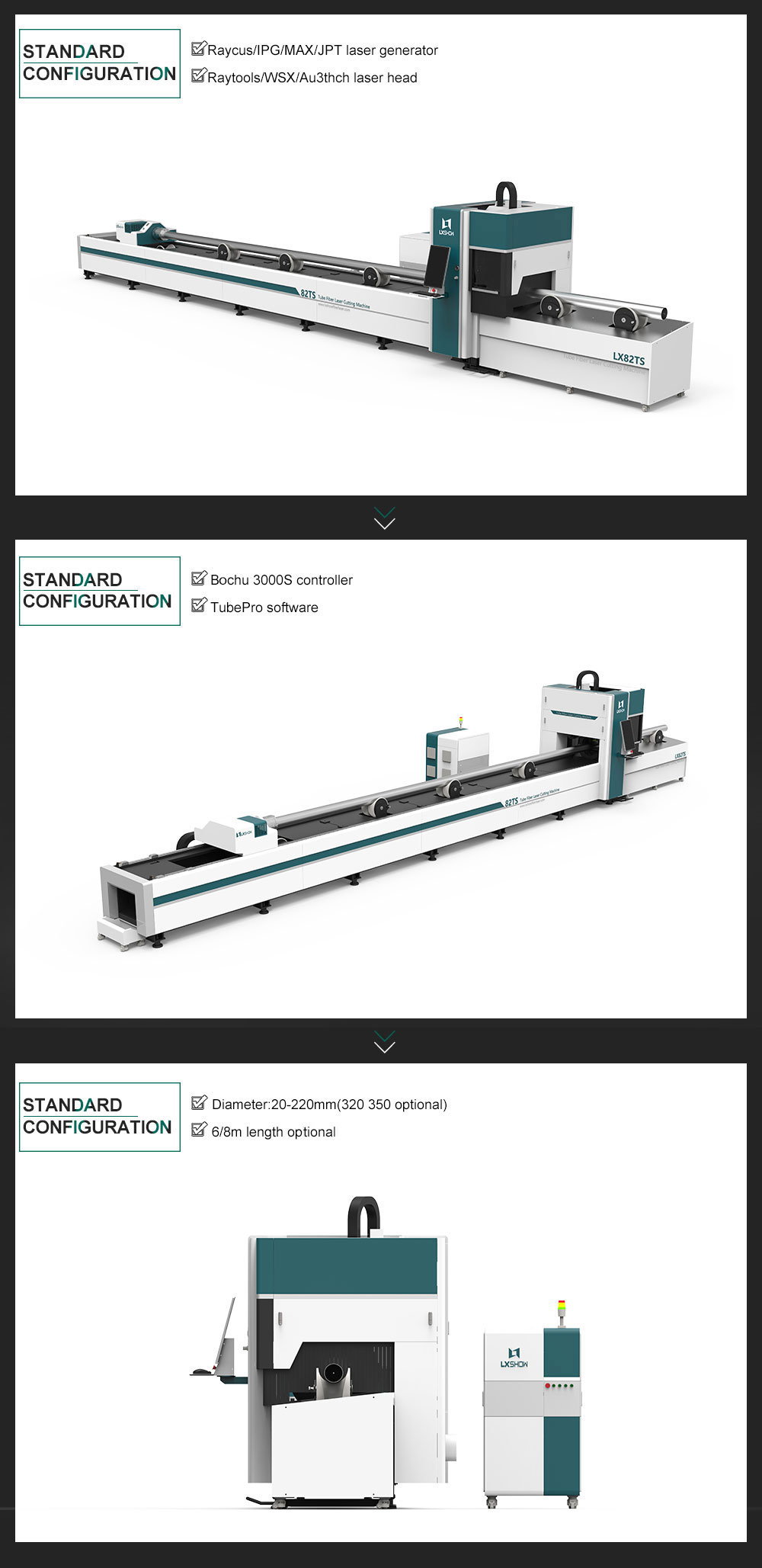 product-LX82TS Round Square tube ss cs aluminum metal pipe tube fiber laser cutter 1KW 15KW 2KW 3KW 